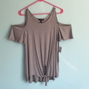striped off the shoulder dress